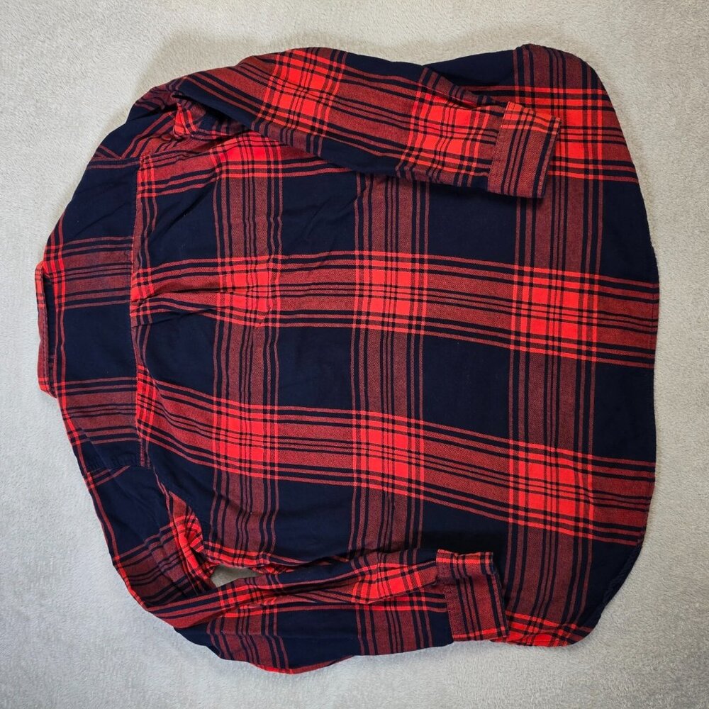 Old Navy Flannel Shirt Women Extra Large Tall Red Blue Plaid Button Up Tartan - Picture 11 of 11